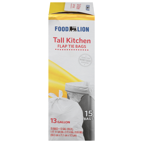 Food Lion 13 Gallon Tall Kitchen Flap Tie Bags