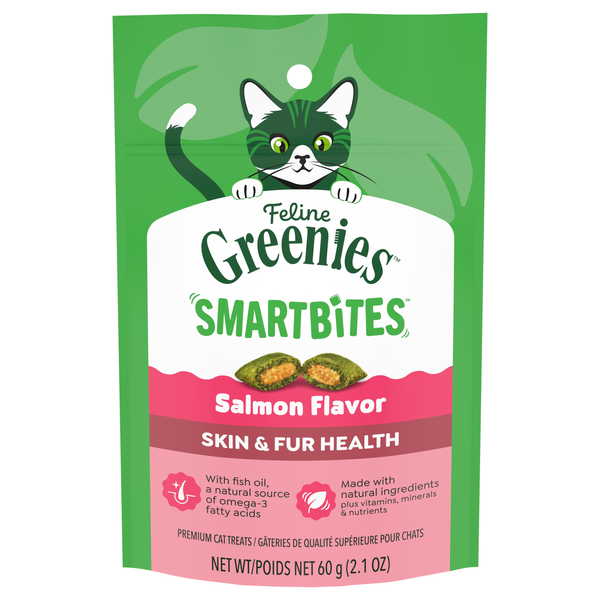 Feline GREENIES SMARTBITES Skin & Fur Health Salmon Flavor Cat Treats