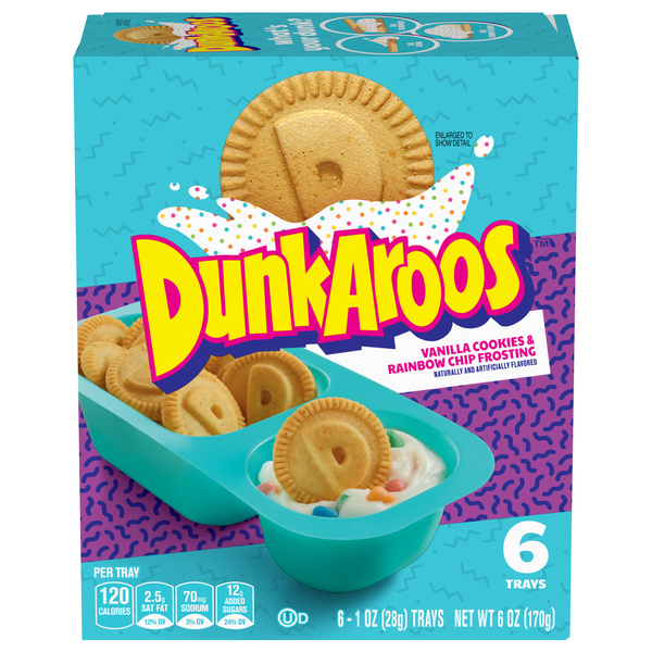 DunkAroos Vanilla Cookies with Rainbow Chip Frosting Packs - 6 ct
