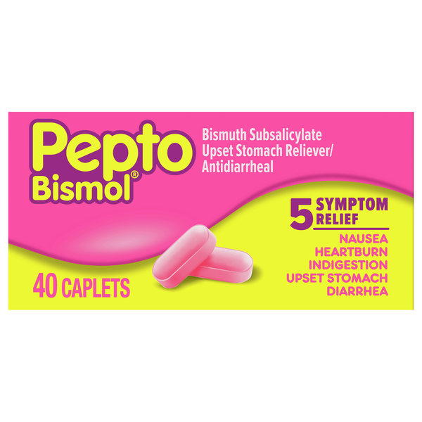 Pepto Bismol Upset Stomach Reliever/Antidiarrheal Caplets