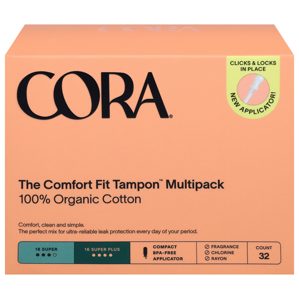 Cora Organic Cotton Multipack Super & Super Plus Compact Tampons