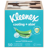 フェイスジェル・ゲル staygreen Kleenex Cooling + Aloe Unscented 2-Ply Facial Tissue Cube Box
