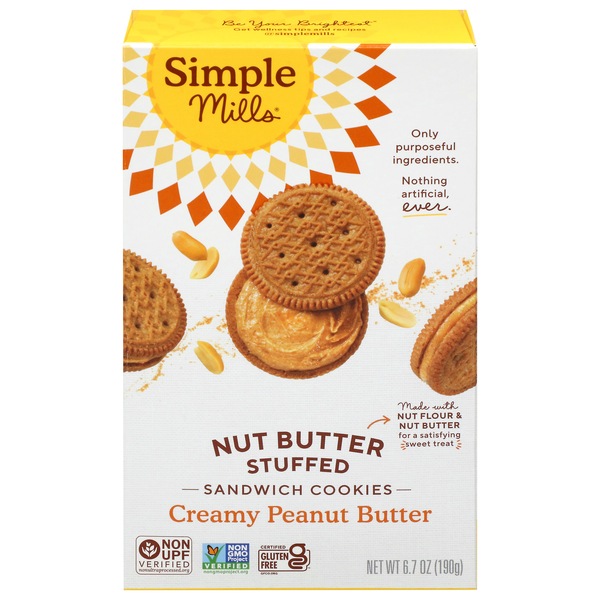 Simple Mills Gluten Free Peanut Butter Nut Butter Stuffed Sandwich Cookies