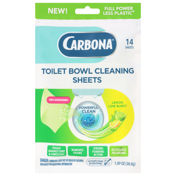 Carbona Lemon Lime Burst Toilet Bowl Cleaning Sheets - 14 ct