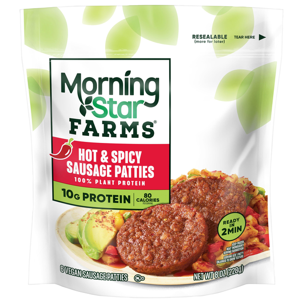 MorningStar Farms Plant Protein Veggie Breakfast Hot/Spicy Sausage Patties
