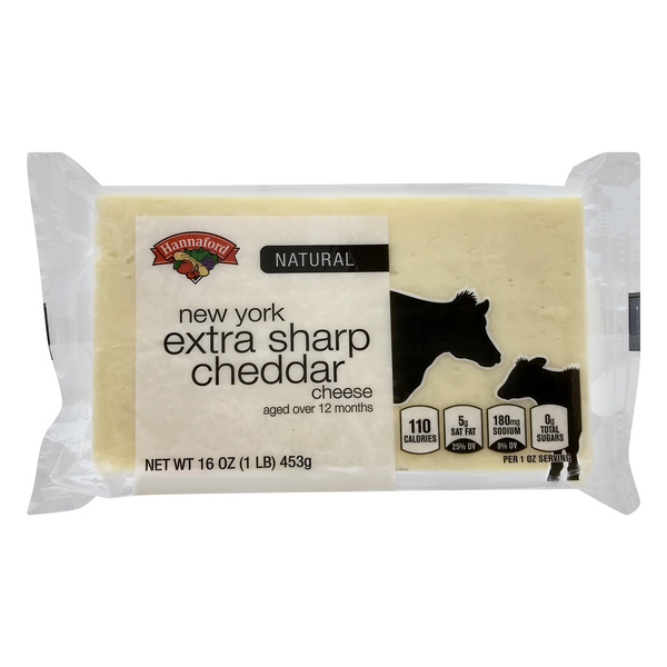 Hannaford Natural Aged New York Extra Sharp White Cheddar Cheese Block