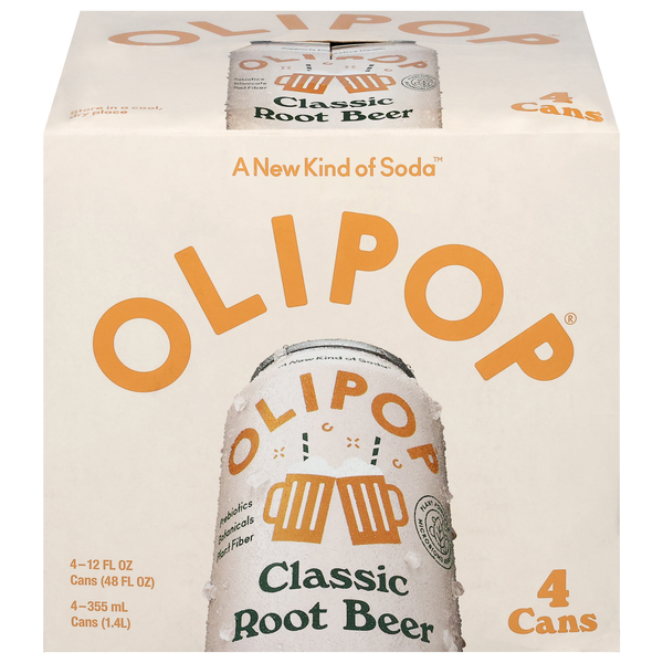 Olipop Classic Root Beer Soda - 4 pk