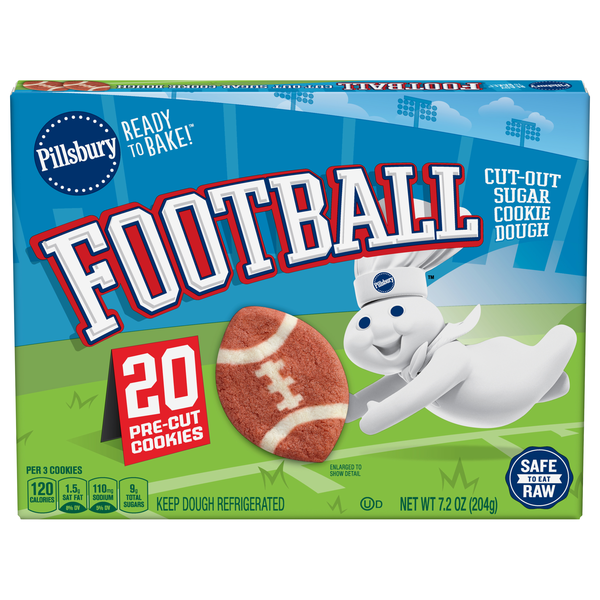 Pillsbury Cutout Football Sugar Cookie Pre-Cut Dough - 20 ct