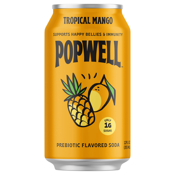 Popwell Tropical Mango Flavored Prebiotic Soda