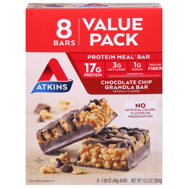 Atkins Chocolate Chip Granola Protein Meal Bar Value Pack - 8 ct