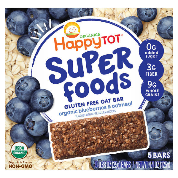 Happy Tot Organics Super Foods Blueberry & Oatmeal Oat Bars - 5 ct