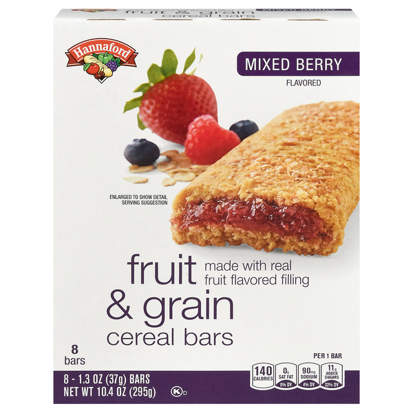 Hannaford Mixed Berry Fruit & Grain Cereal Bars - 8 ct