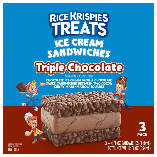 Kellogg's Rice Krispies Treats Triple Chocolate Ice Cream Sandwiches - 3ct