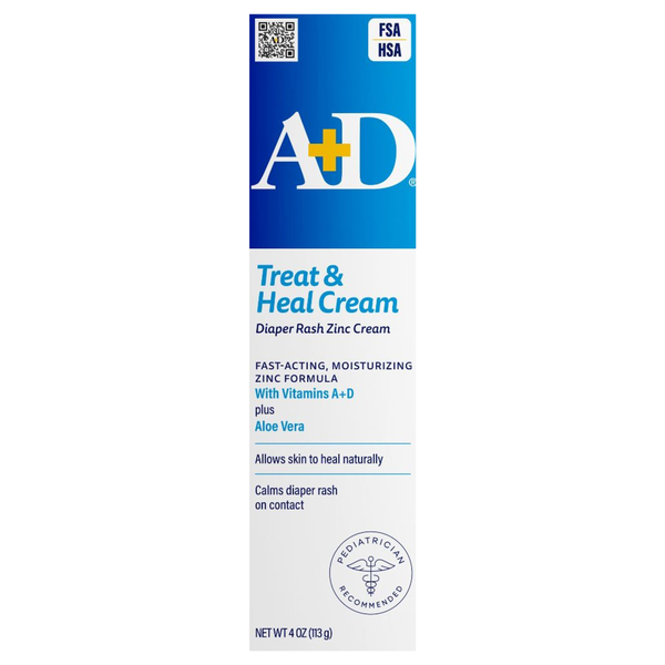 A&D Treat Diaper Rash Cream with Dimethicone + Zinc Oxide