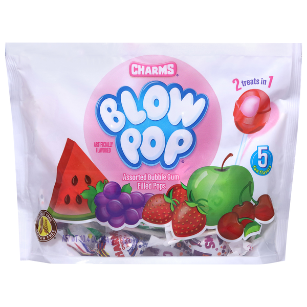 Charms Blow Pop Assorted Flavor Bubble Gum Filled Lollipop Candy