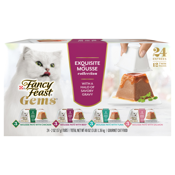 Fancy Feast Gems Exquiste Mousse Wet Cat Food Variety Pack - 24 ct
