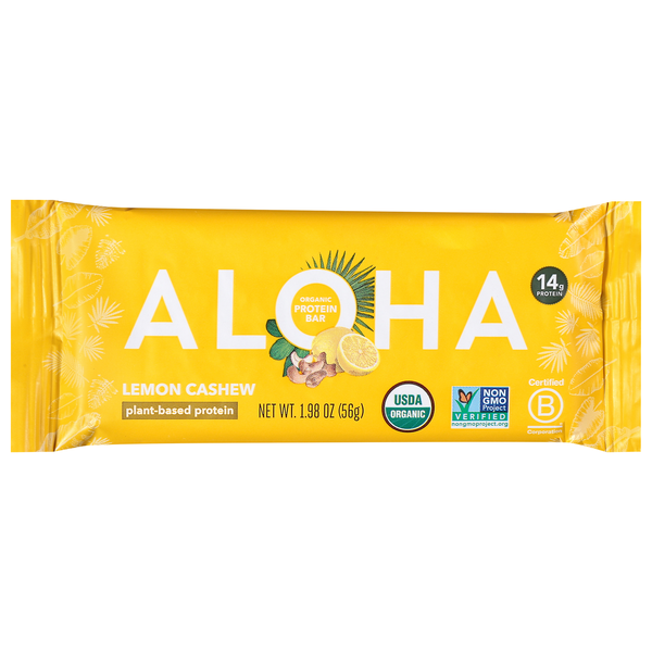 ALOHA Organic Lemon Cashew 14g Plant-Based Protein Bar