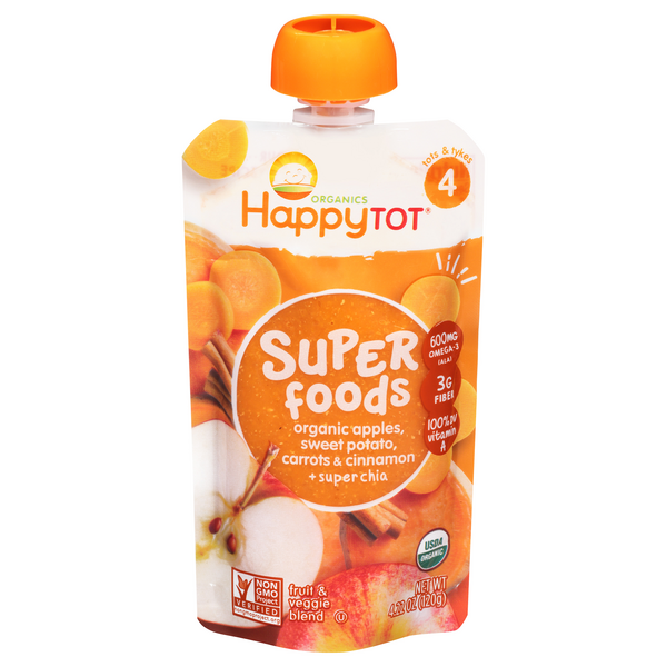 Happy Tot Organics Apples Sweet Potato Carrots & Cinnamon + Super Chia
