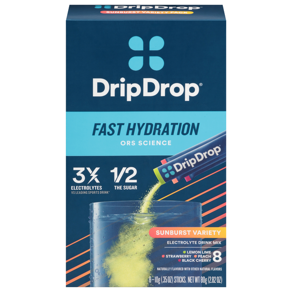 DripDrop Fast Hydration Sunburst Variety Electrolyte Drink Mix - 8 ct