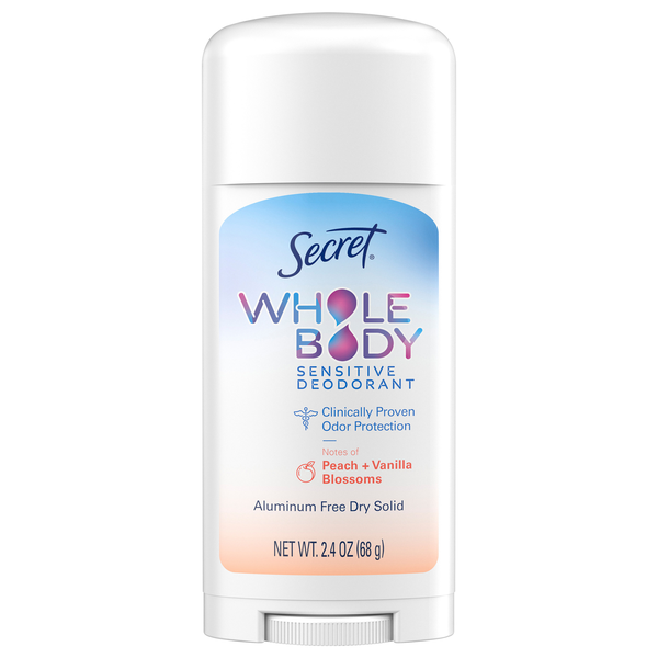 Secret Peach Vanilla Blossom Aluminum Free Whole Body Deodorant Dry Solid