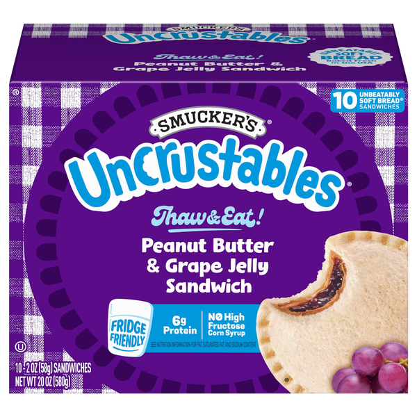 Smucker's Uncrustables Peanut Butter & Grape Jelly Sandwich - 10 ct Frozen