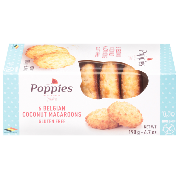 Poppies Belgian Macaroons Coconut Gluten Free - 6 ct