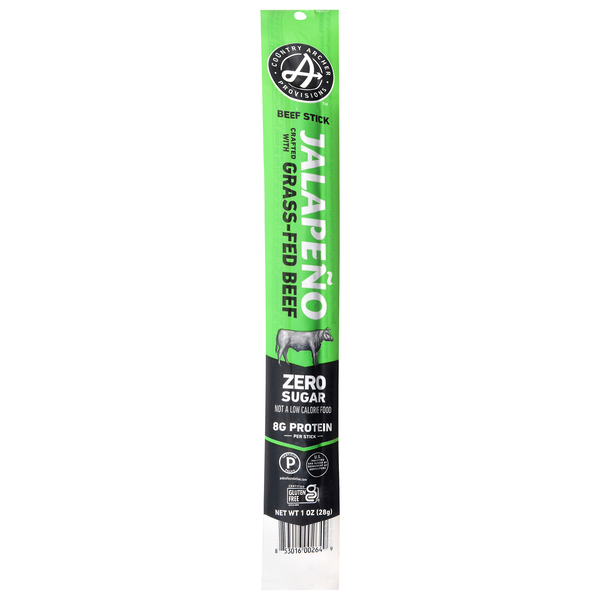 Country Archer Zero Sugar Jalapeno 8g Protein Grass-Fed Beef Stick