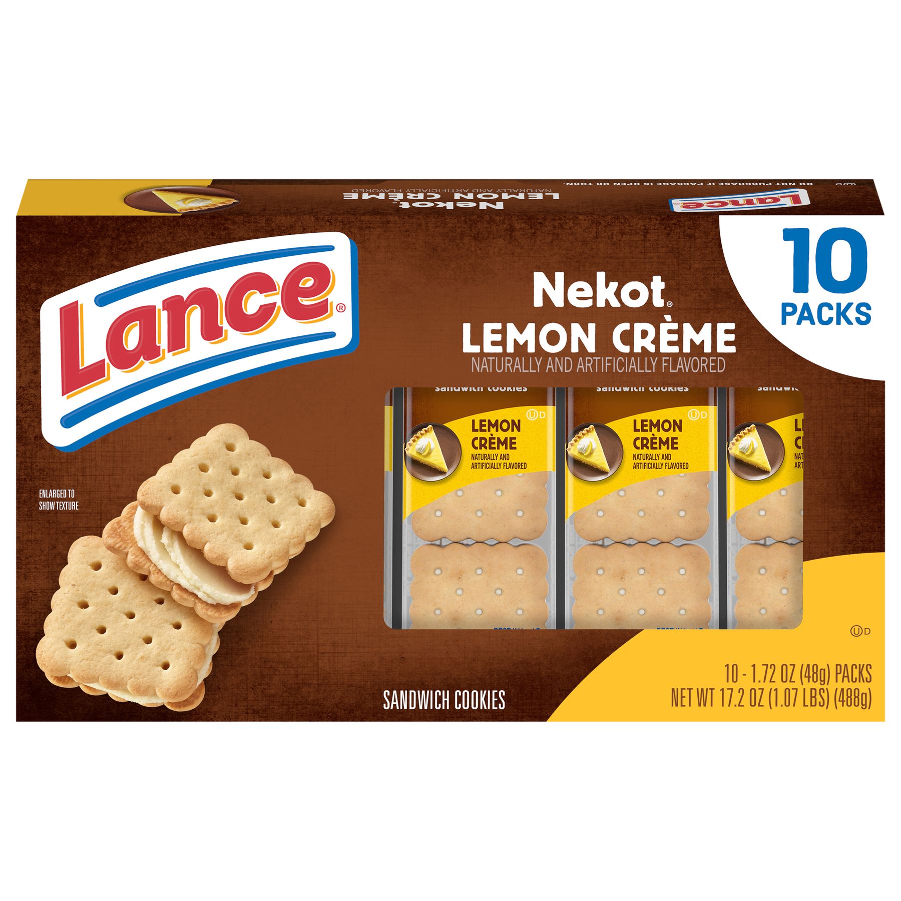 Lance Lance Nekot Lemon Creme Sandwich Cookie Packs - 10 ct