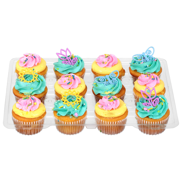 Food Lion Bakery Spring Yellow Cupcakes w/Traditional Vanilla Icing - 12ct