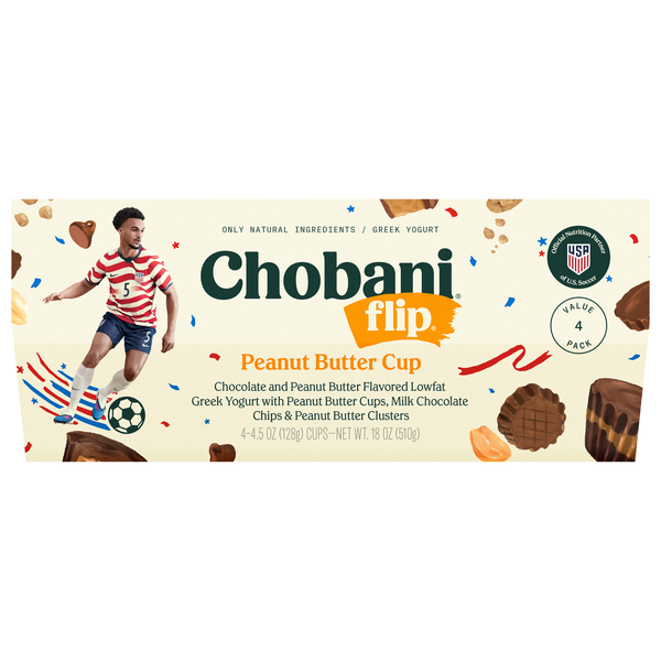 Chobani Flip Low Fat Peanut Butter Cup Greek Yogurt Cups - 4 ct
