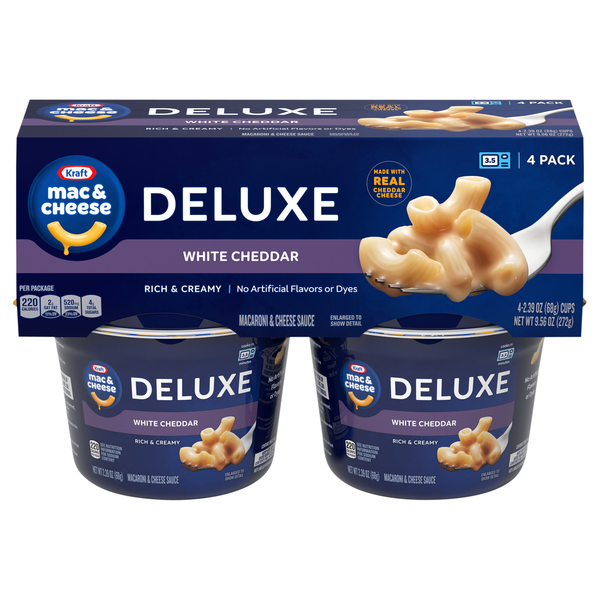 Kraft Deluxe White Cheddar Mac & Cheese Dinner Microwaveable Cup - 4 ct