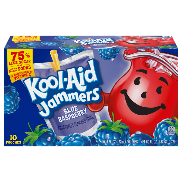 Kool-Aid Jammers Blue Raspberry Juice Drink Pouches - 10 pk