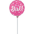 It's A Girl 9 Inch Mini Pre-Inflate Stick Balloon (Design Varies)