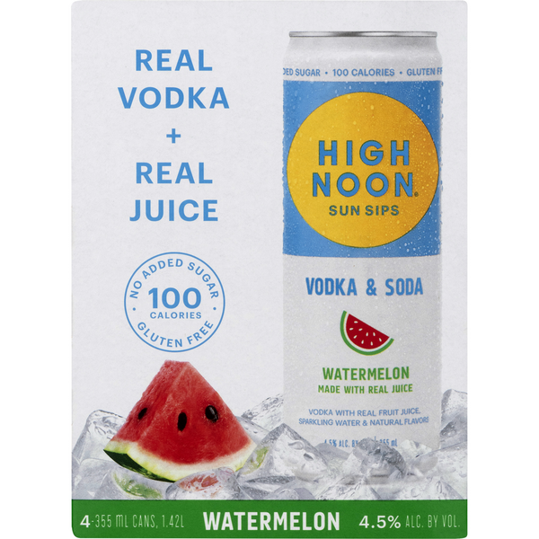 High Noon Sun Sips Vodka & Soda Watermelon - 4 pk