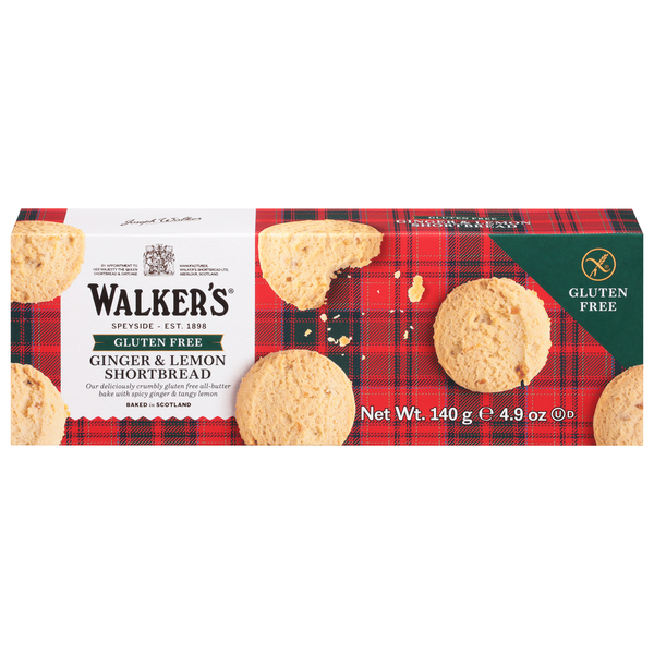 Walkers Gluten Free Pure Butter Ginger & Lemon Shortbread Cookies
