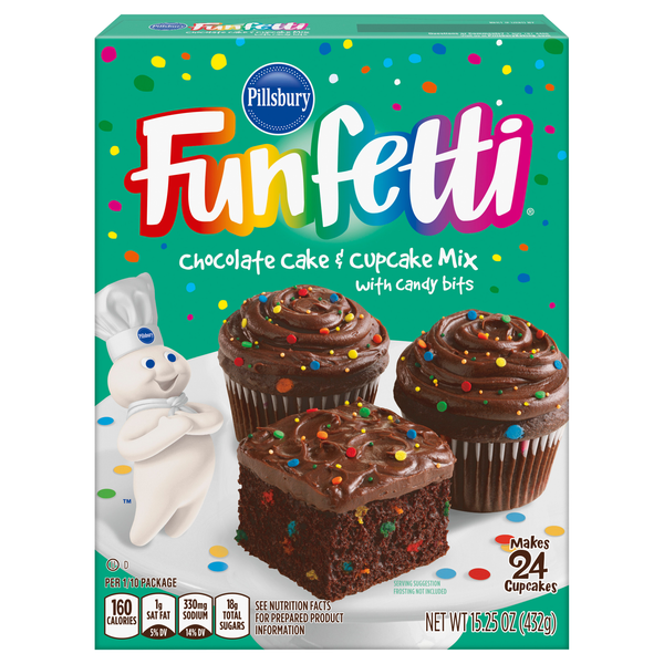 Pillsbury Funfetti Chocolate Cake & Cupcake Mix with Candy Bits