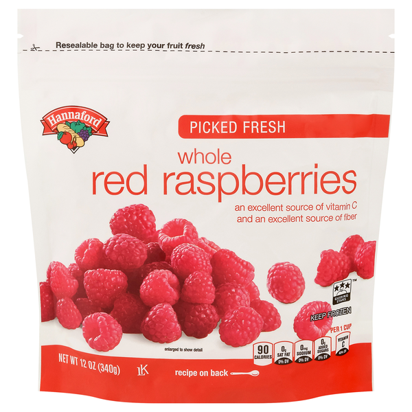 Hannaford Picked Fresh Whole Red Raspberries Frozen