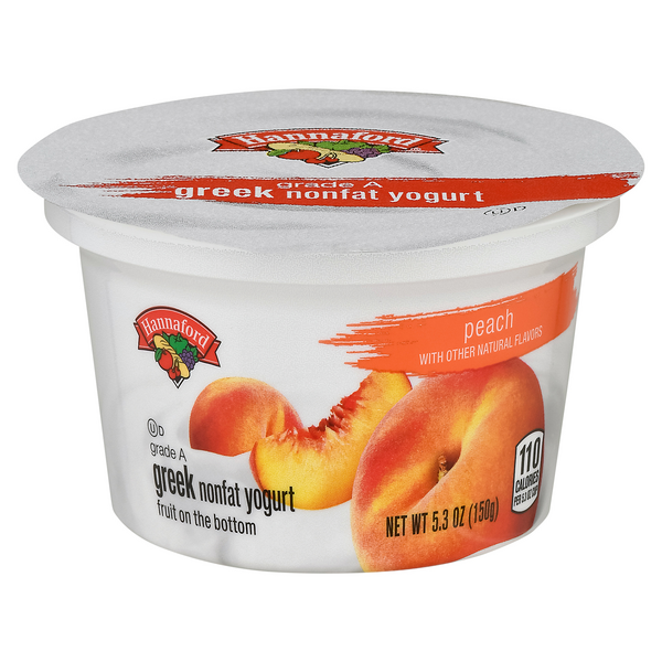 Hannaford Non Fat Peach Greek Yogurt Cup