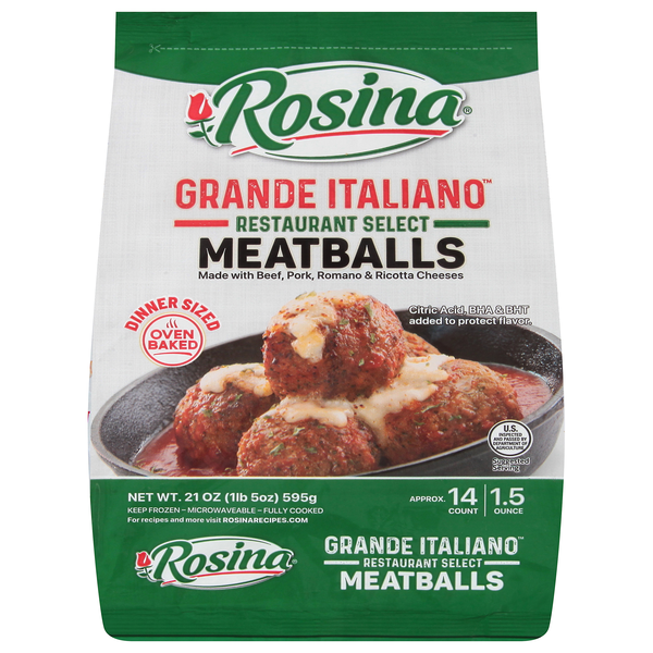 Rosina Dinner Size Grande Italiano Meatballs - apx 14 ct Frozen