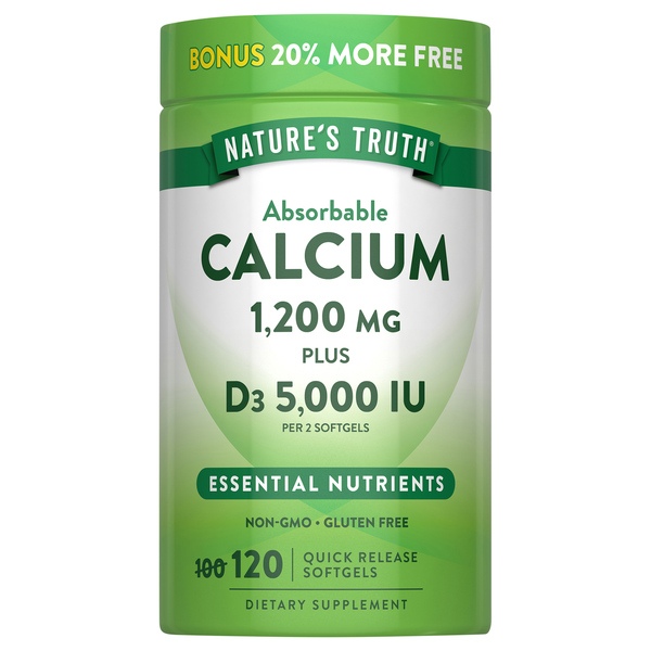 Nature's Truth 1200mg Calcium Plus Vitamin D3 Softgels