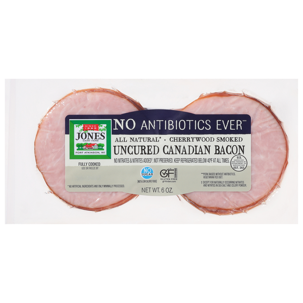 Jones Dairy Farm Natural Cherrywood Smoked Uncured Canadian Bacon Sliced