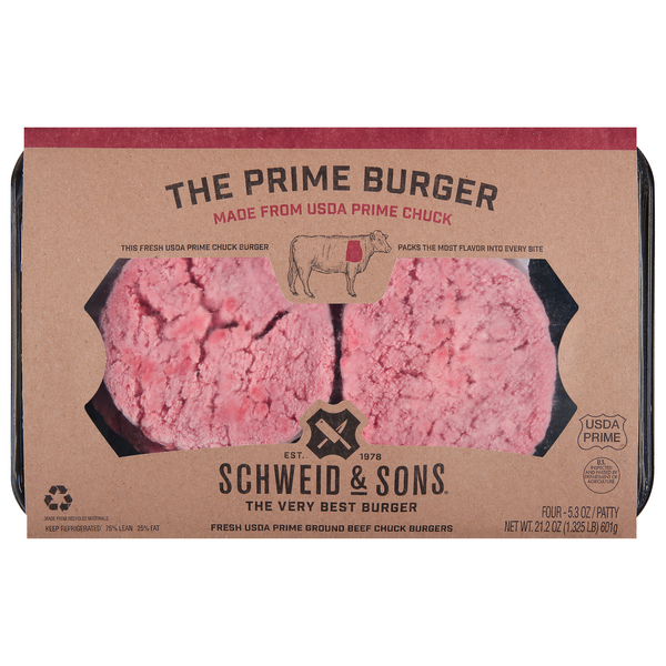 Save on Schweid & Sons The Prime Burger Ground Beef Chuck Patties 4