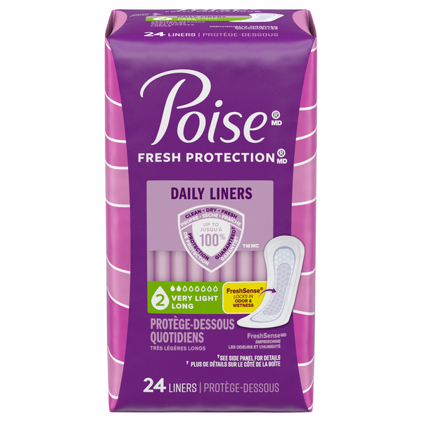 Poise Daily Incontinence Liners Long Length Absorbency Very Light
