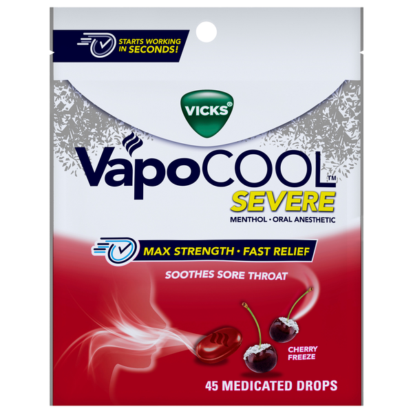 Vicks VapoCOOL Cherry Freeze Sore Throat Drops