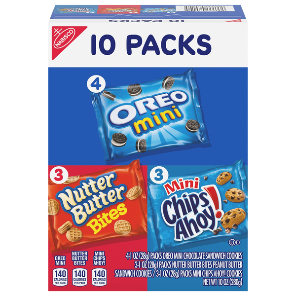 Nabisco Mini Cookie Variety Pack (Chips Ahoy!/Nutter Butter/OREO) - 10 ct