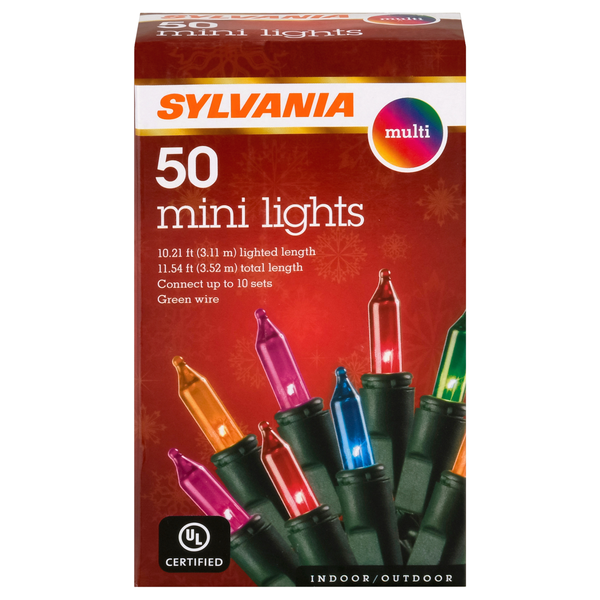 Sylvania LED Indoor/Outdoor Mini Christmas Lights Multicolor - 50 ct
