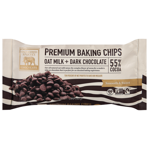 Save on Endangered Species Premium Baking Chips Oat Milk + Dark Chocolate 55 Cocoa Order Online