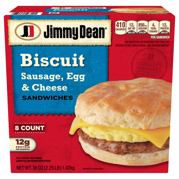 Jimmy Dean Sausage Egg & Cheese Biscuit Sandwiches - 8 ct