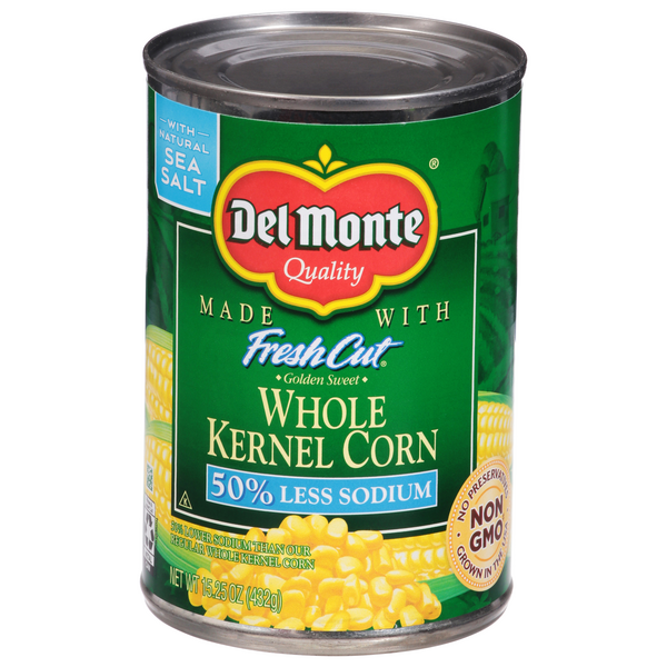 Del Monte 50% Less Sodium Golden Sweet Whole Kernel Corn with Sea Salt