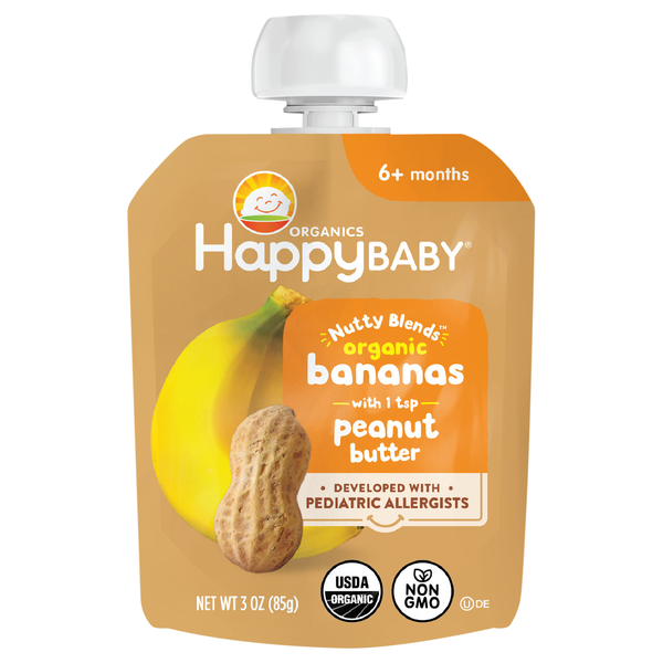 Happy Baby Organics Nutty Blends Baby Food Bananas with Peanut Butter